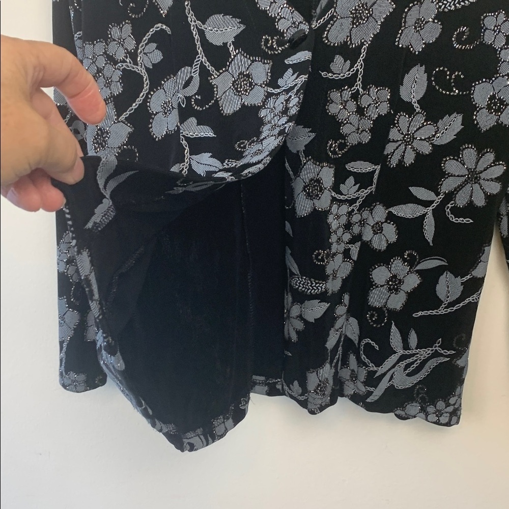 Black w Blue Grey Embellishments and Sparkles Long Sleeve Formal Jacket - Picture 6 of 14